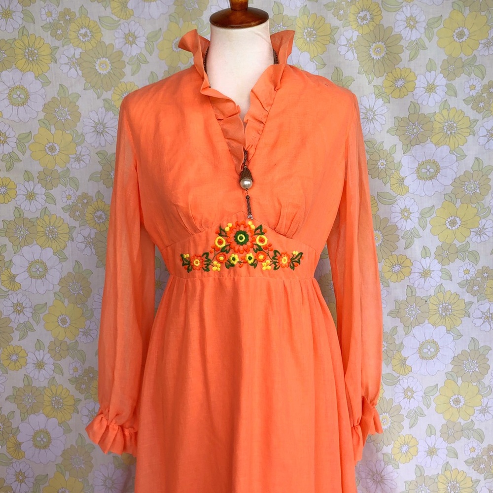 SOLD Vintage🌼70s Tangerine Dream Prairie Dress - Picture 7 of 7
